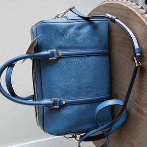 NWT MICHAEL KORS Chambray Blue Leather Duffle Satchel